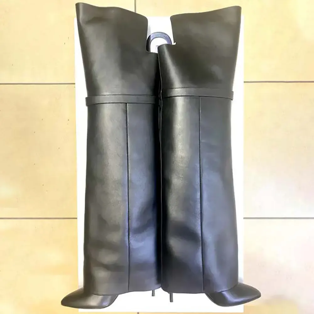 Givenchy Women Shark Lock Stiletto Over-the-knee Boots in Leather-Black - image 4