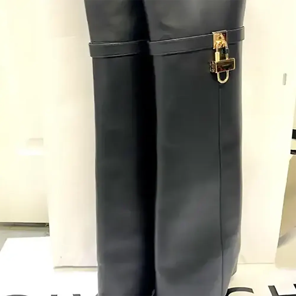 Givenchy Women Shark Lock Stiletto Over-the-knee Boots in Leather-Black - image 6