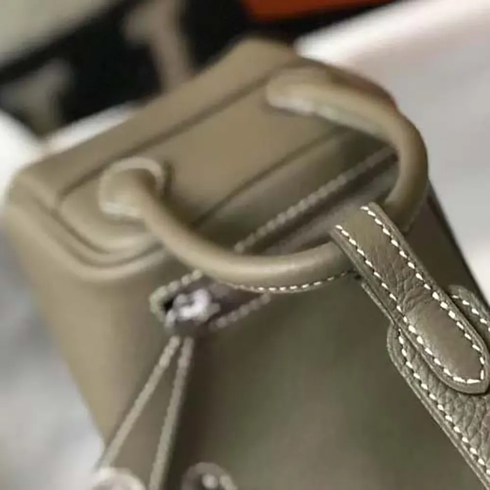 Hermes Women Lindy Mini 19 in Clemence Leather-Etoupe/Silver - image 7