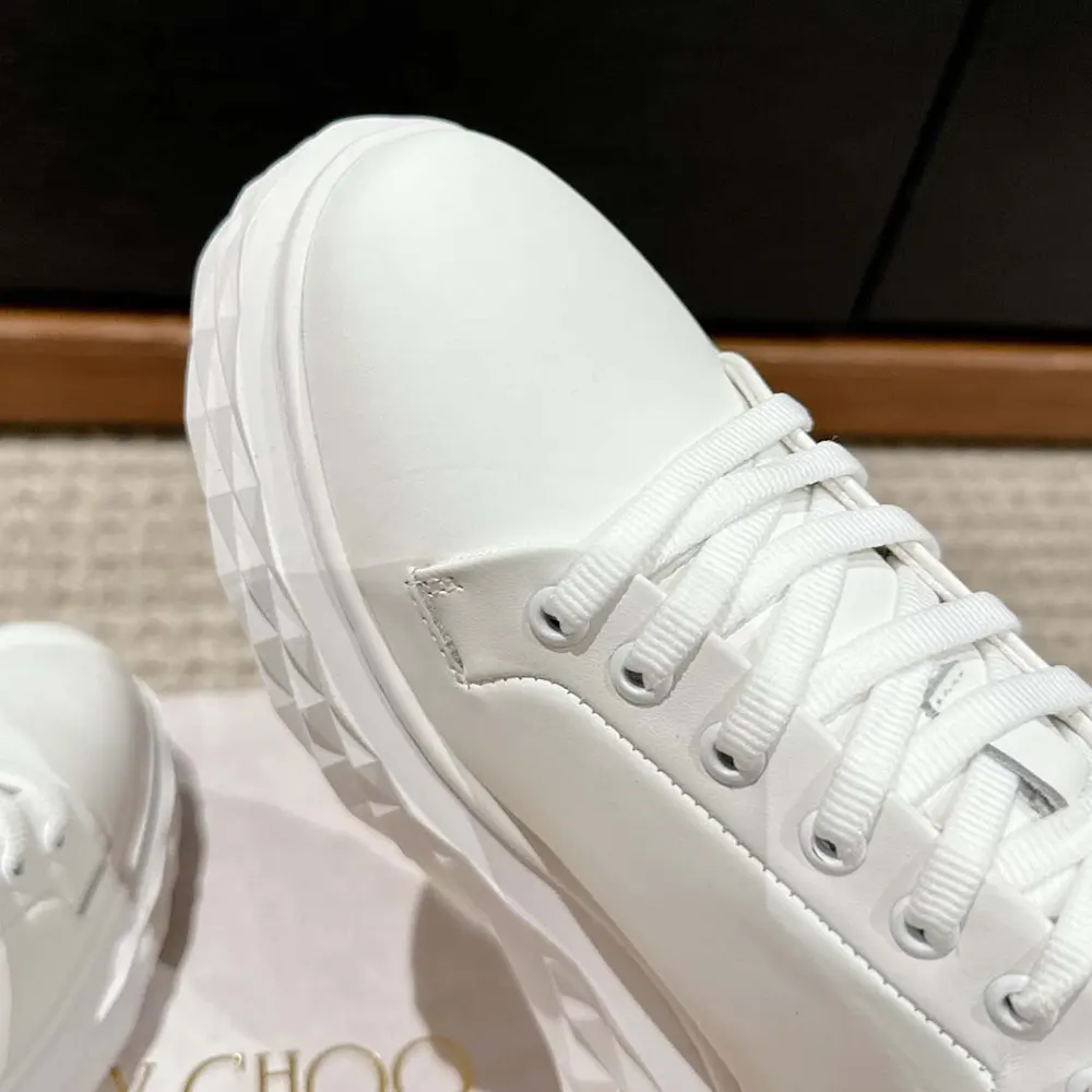 Jimmy Choo Women Diamond Maxi/F II Chalk Leopard Print Leather Trainers - image 6