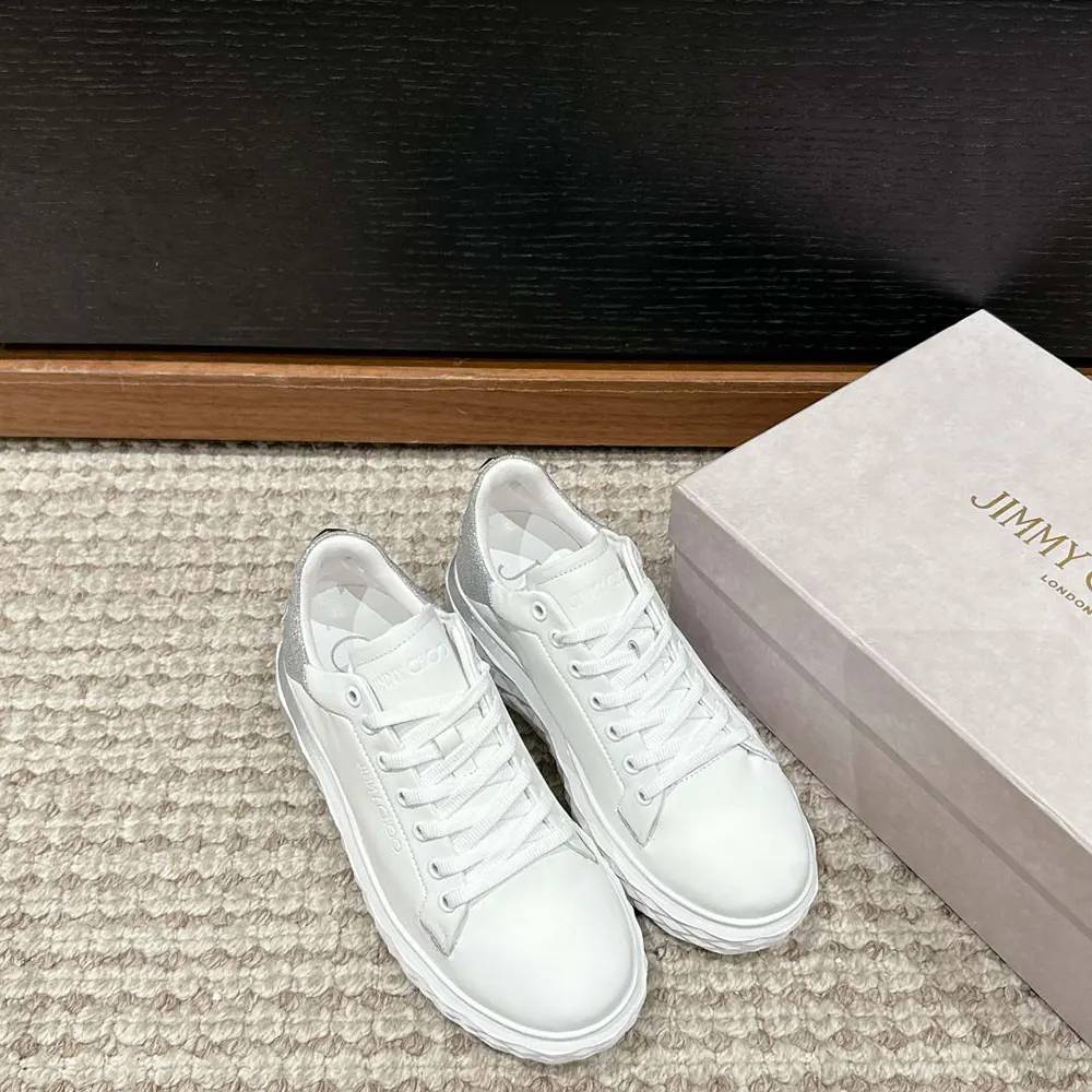 Top-down angle showing laces on Jimmy Choo Diamond Maxi/F II trainers