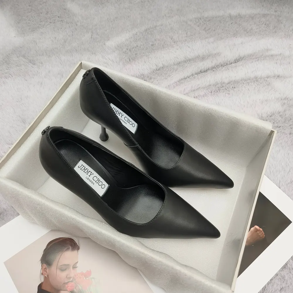 Jimmy Choo Women Ixia 80 Black Nappa Leather Pumps - image 4