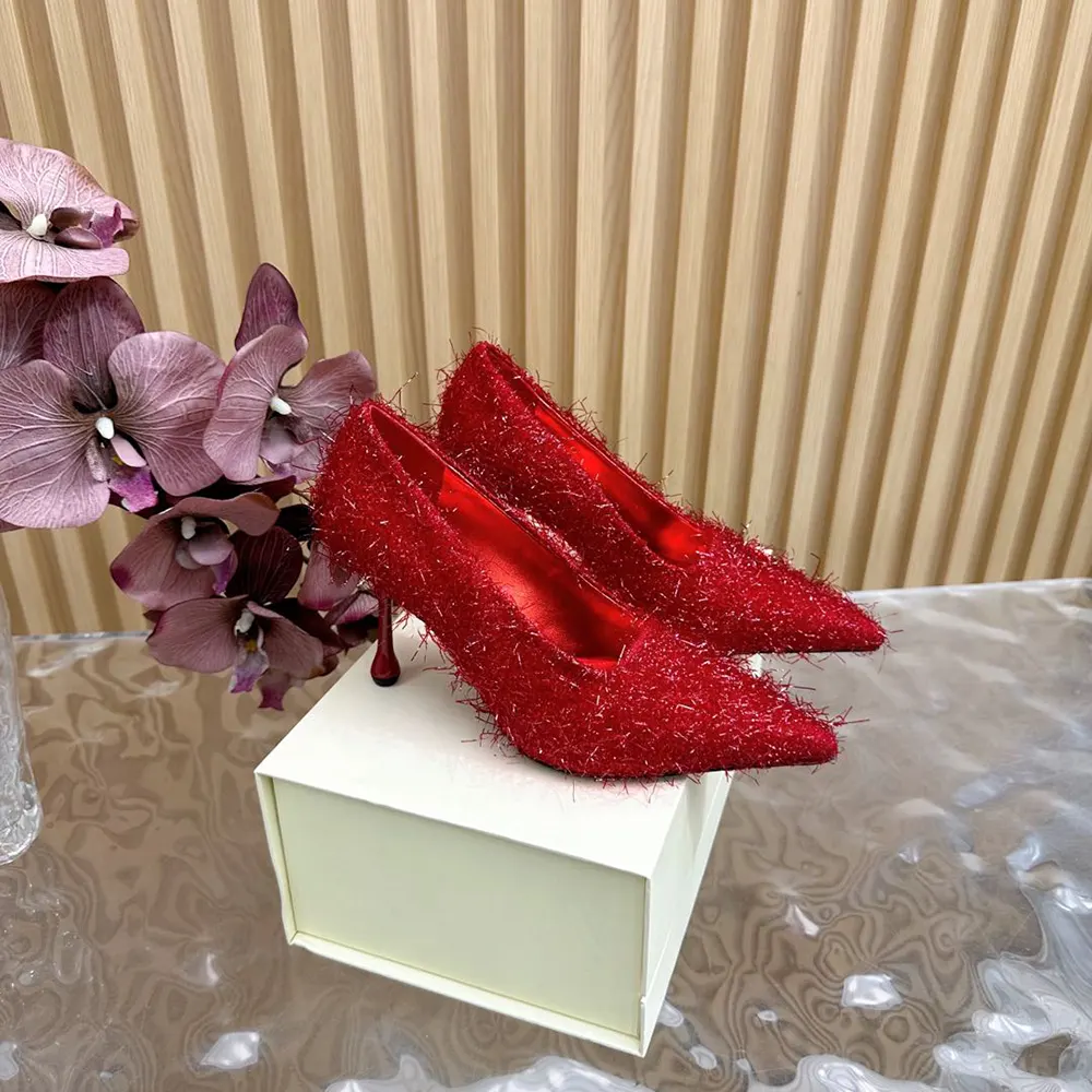 Jimmy Choo Women Ixia 95 Ruby Red Tinsel Pumps - image 6