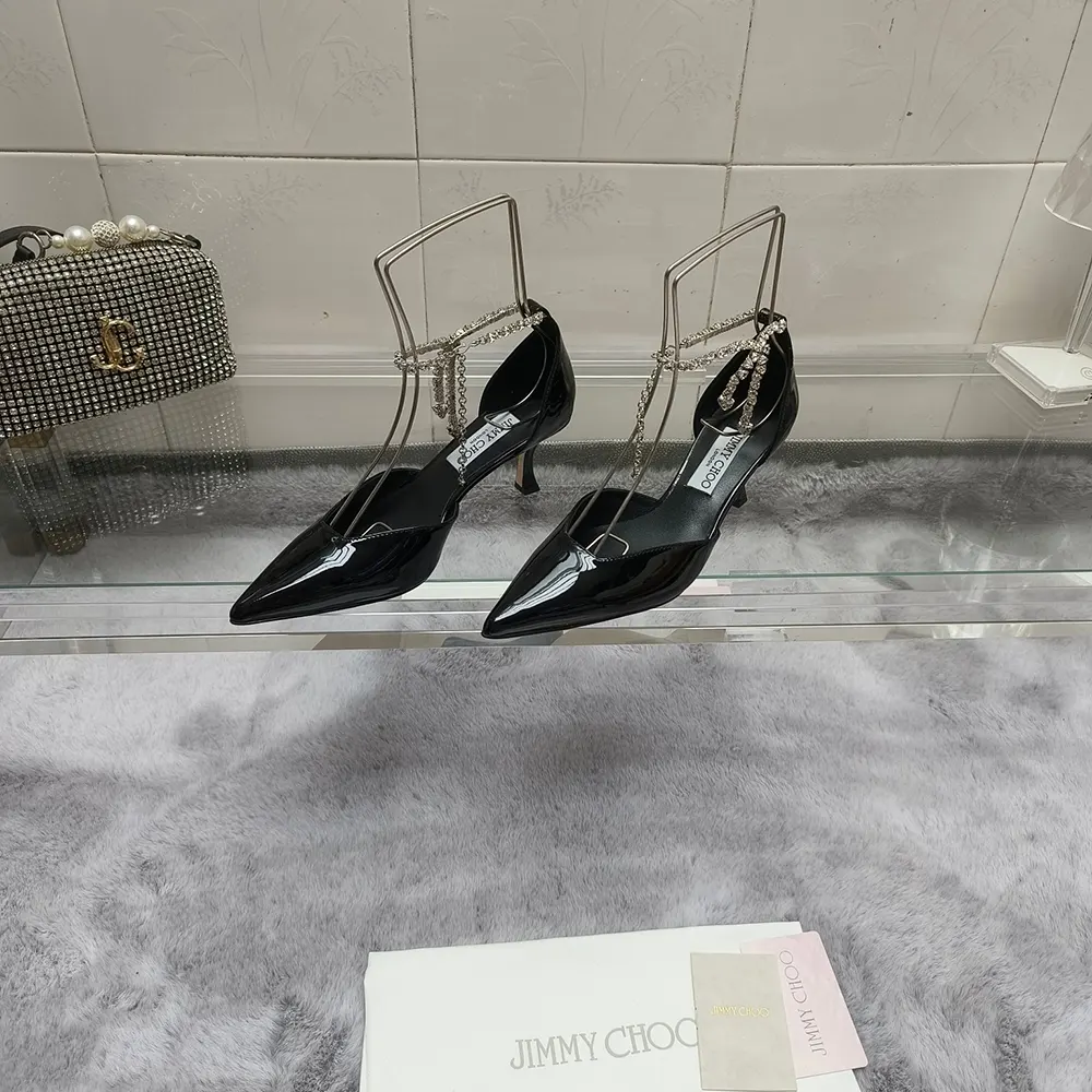 Jimmy Choo Women Stevie 50 Black Patent Leather Pumps - image 4