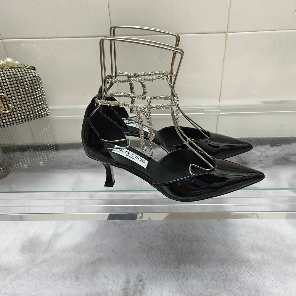 Jimmy Choo Women Stevie 50 Black Patent Leather Pumps - image 5
