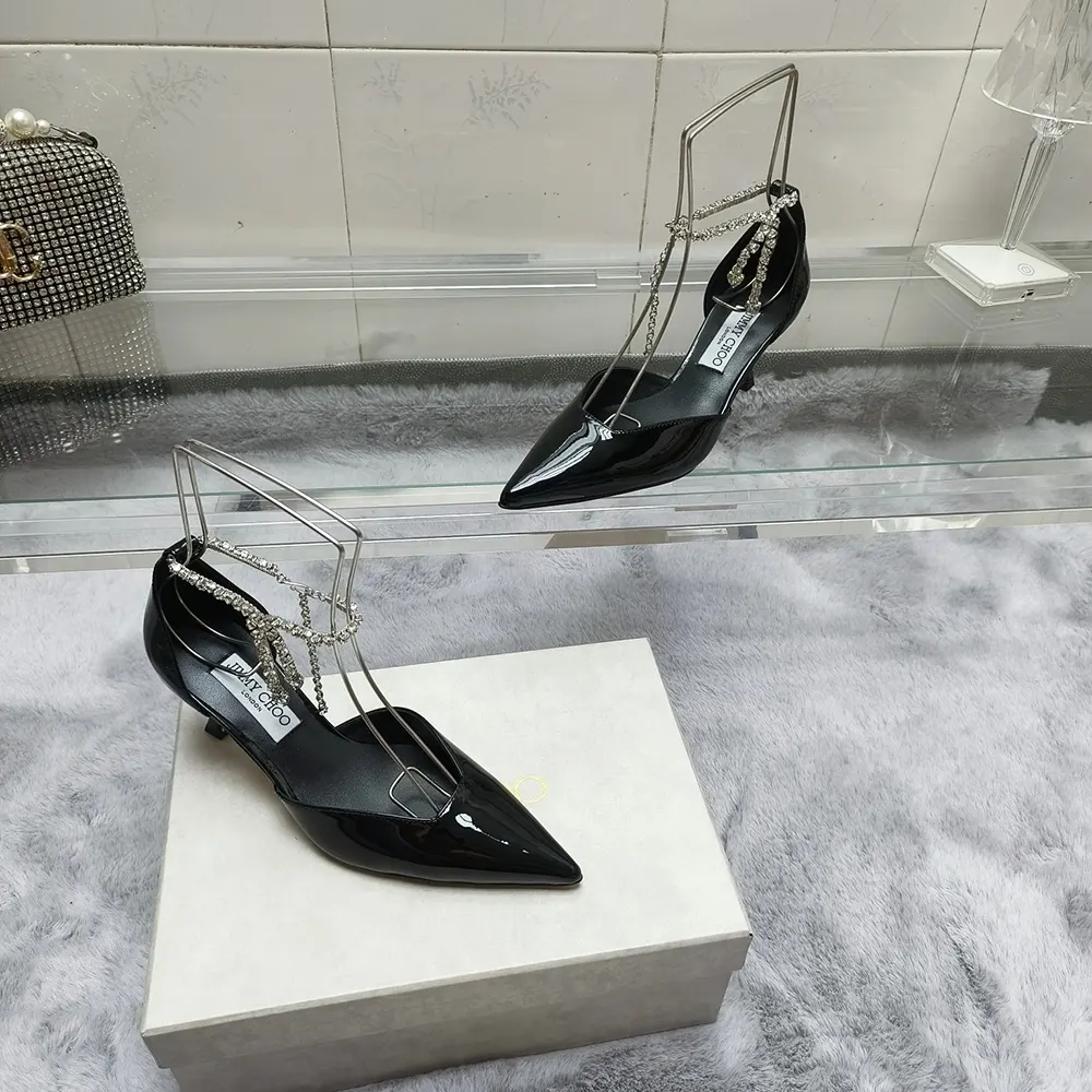 Jimmy Choo Women Stevie 50 Black Patent Leather Pumps - image 8