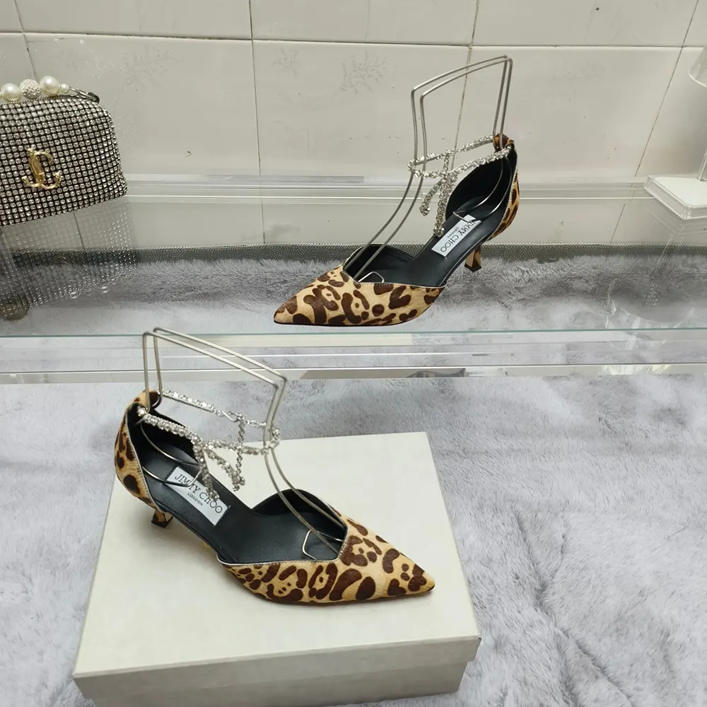 Jimmy Choo Women Stevie 50 Natural Leopard Print Pony Pumps - image 4
