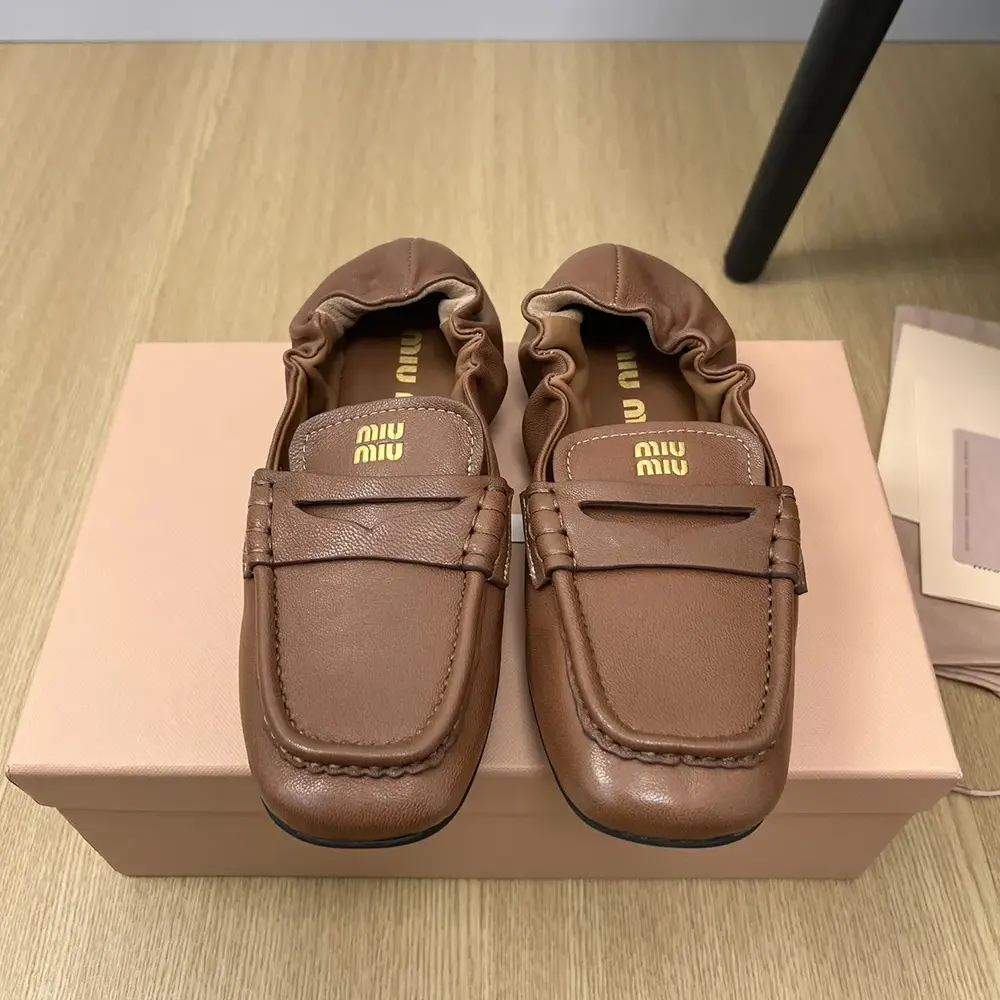 Miu Miu Women Nappa Leather Loafers-Chocalate - image 4