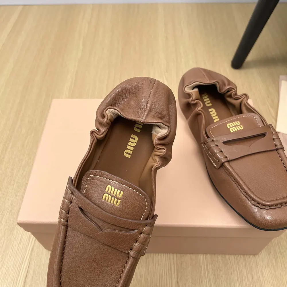 Miu Miu Women Nappa Leather Loafers-Chocalate - image 7