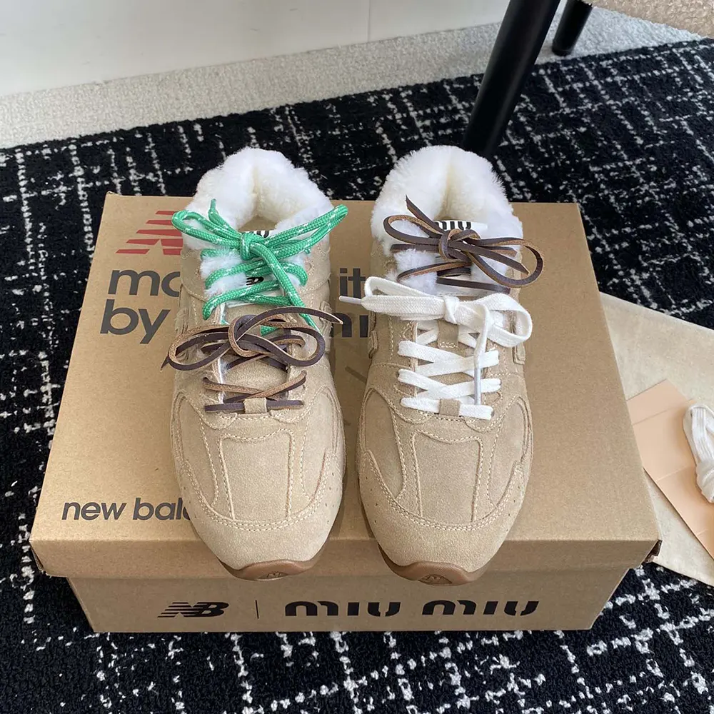 Close-up of bleached brown leather texture on Miu Miu sneakers