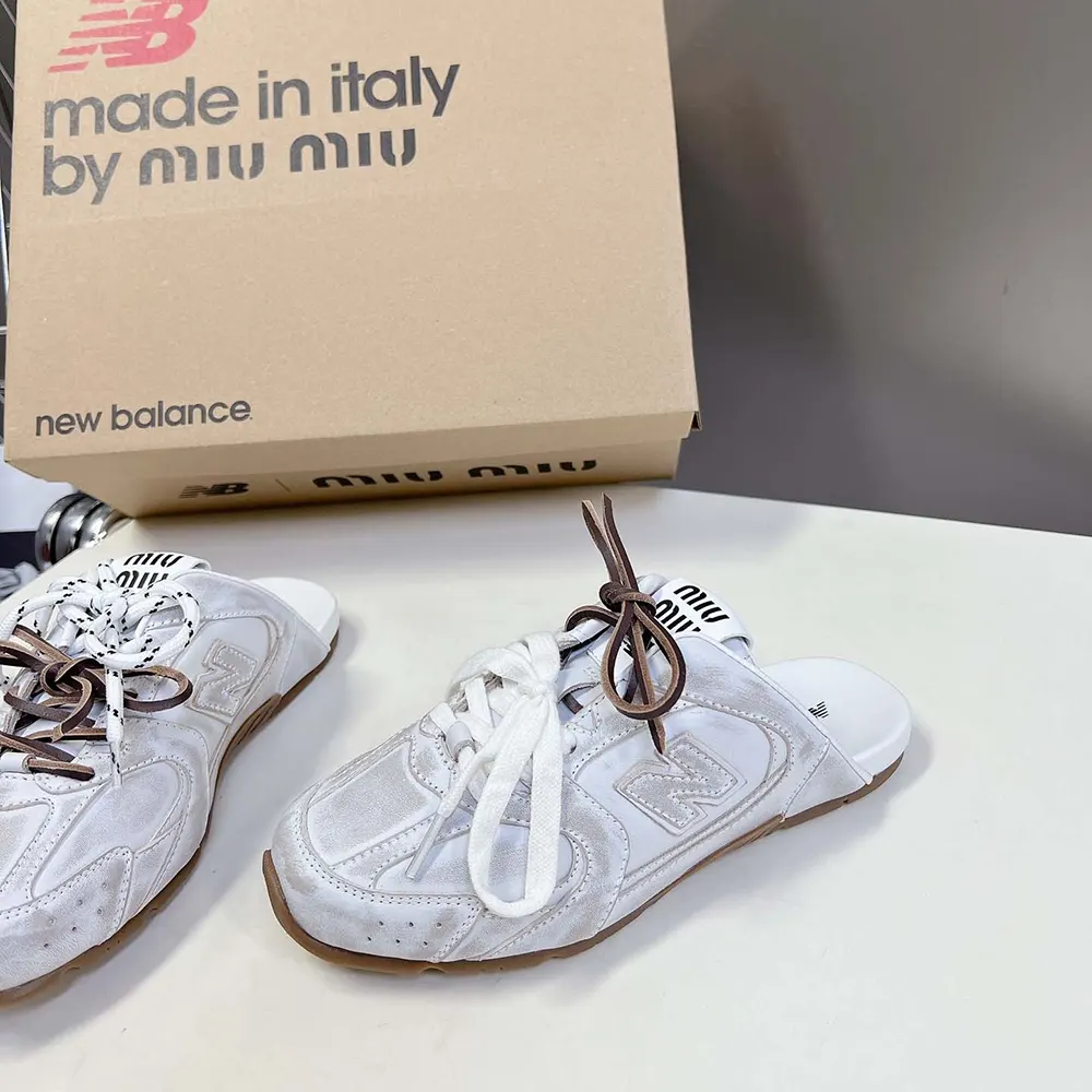 Miu Miu Women New Balance X Miu Miu 530 SL Deco Calf Leather Mules-White - image 5