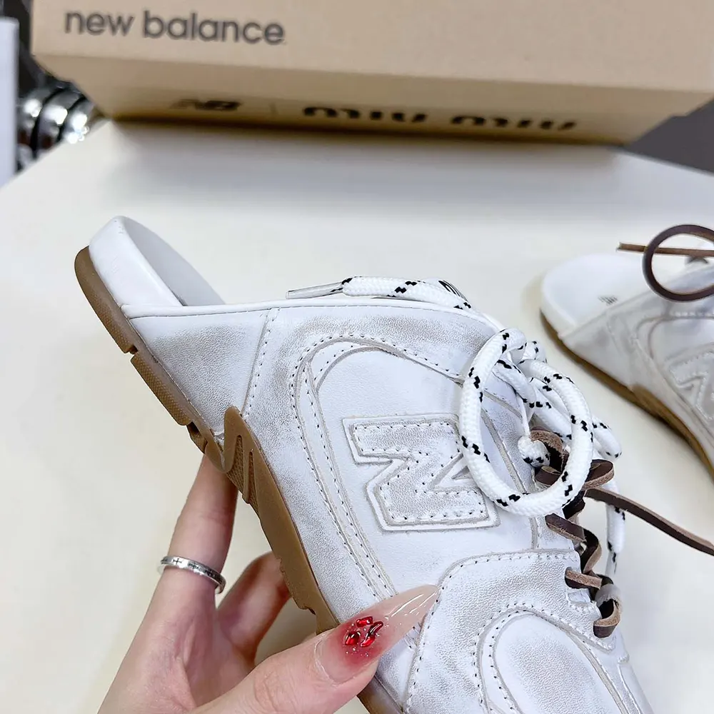 Miu Miu Women New Balance X Miu Miu 530 SL Deco Calf Leather Mules-White - image 9