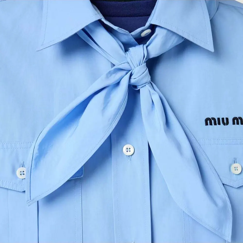 Miu Miu Women Poplin Shirt with Scarf - image 5