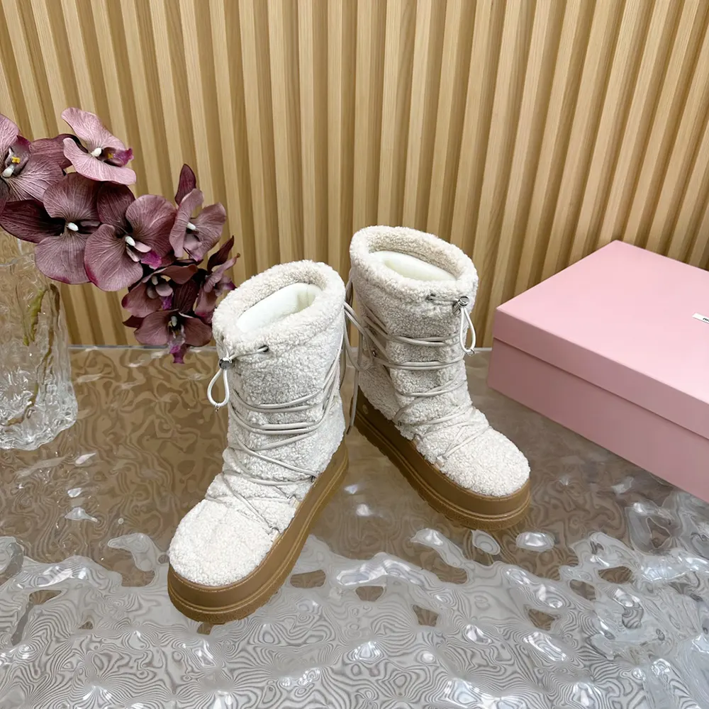 Miu Miu Women Shearling Après-ski Boots-White - image 8