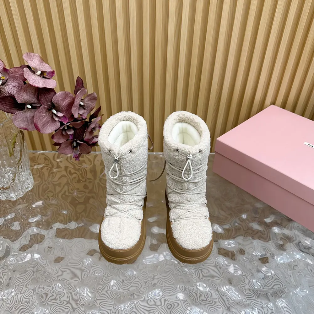 Miu Miu Women Shearling Après-ski Boots-White - image 7