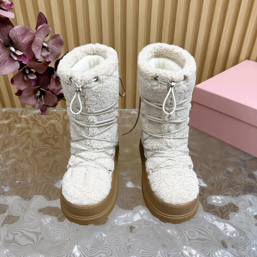 Miu Miu Women Shearling Après-ski Boots-White - image 6