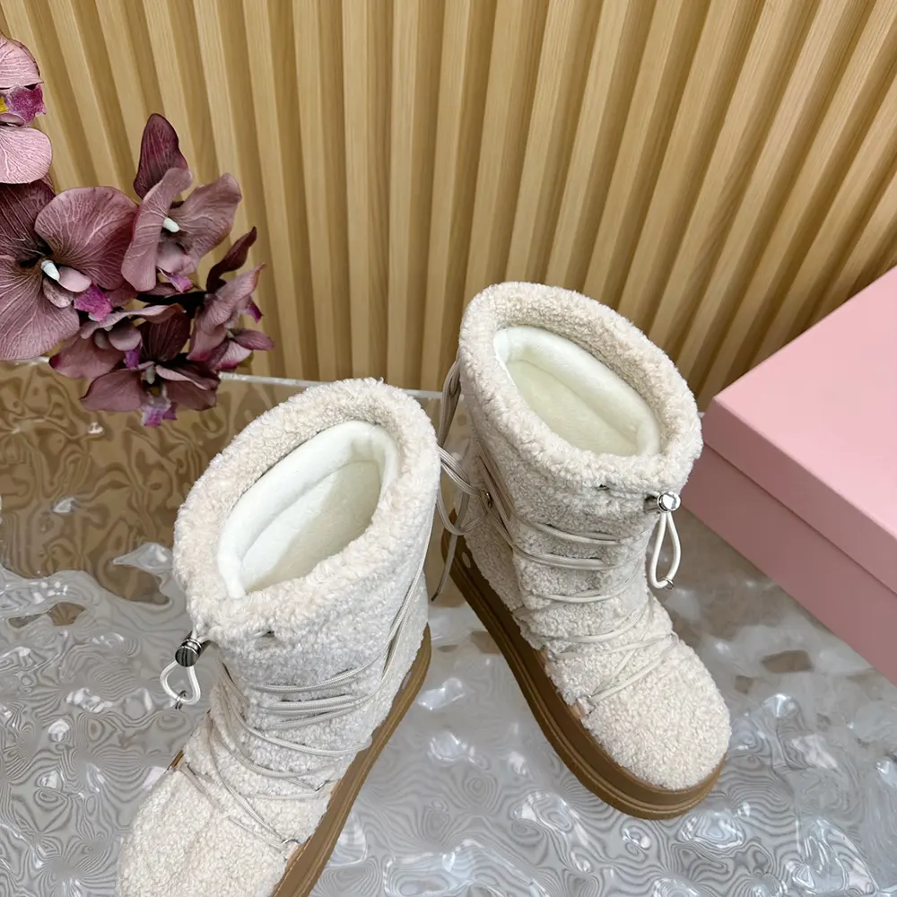 Miu Miu Women Shearling Après-ski Boots-White - image 11