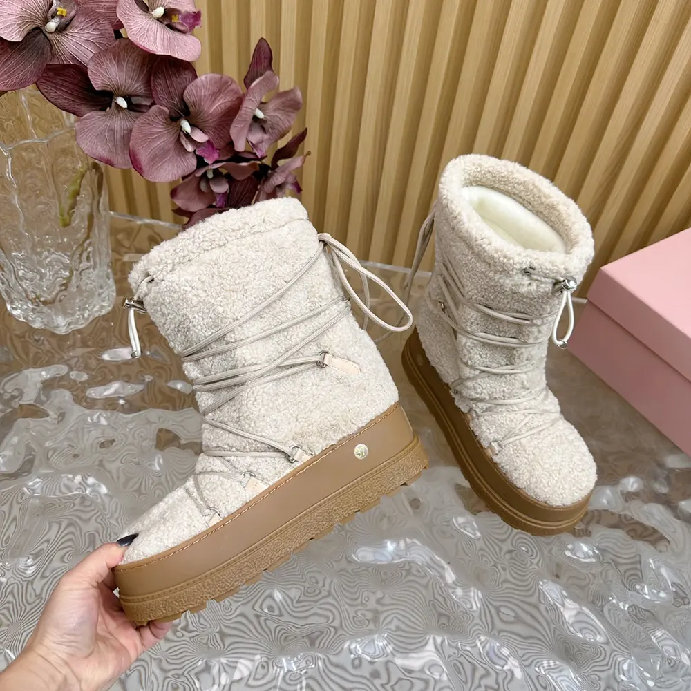 Miu Miu Women Shearling Après-ski Boots-White - image 10