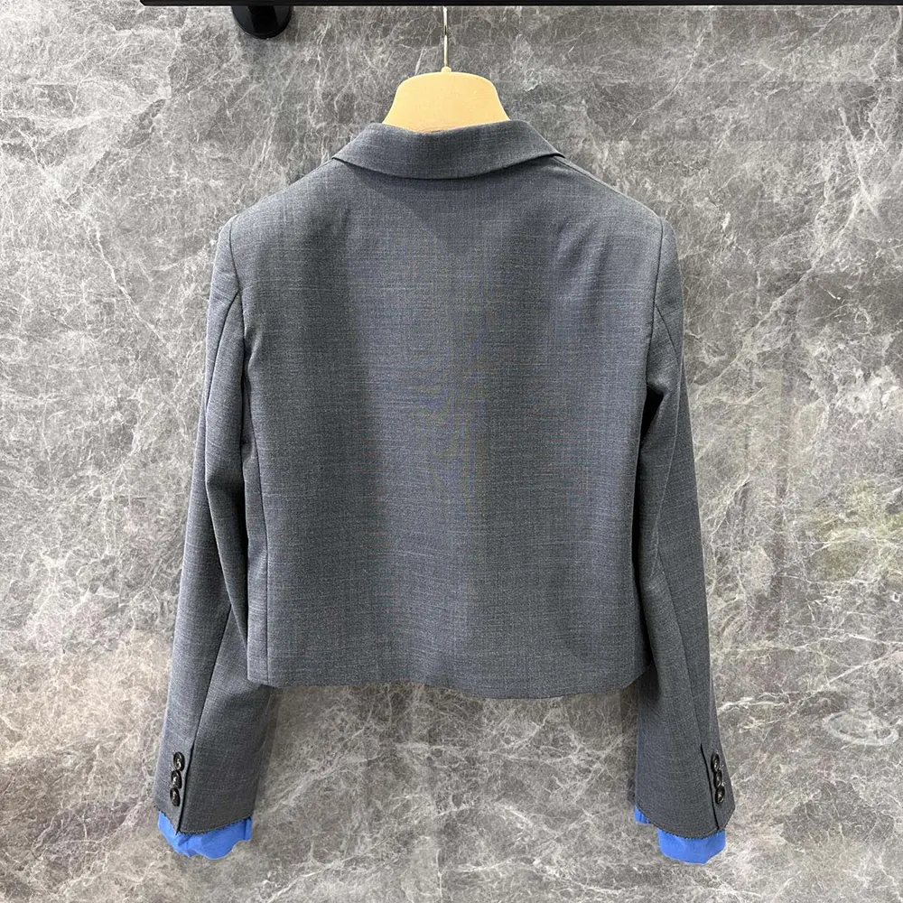 Miu Miu Women Single-breasted Cropped Gabardine Jacket - image 4