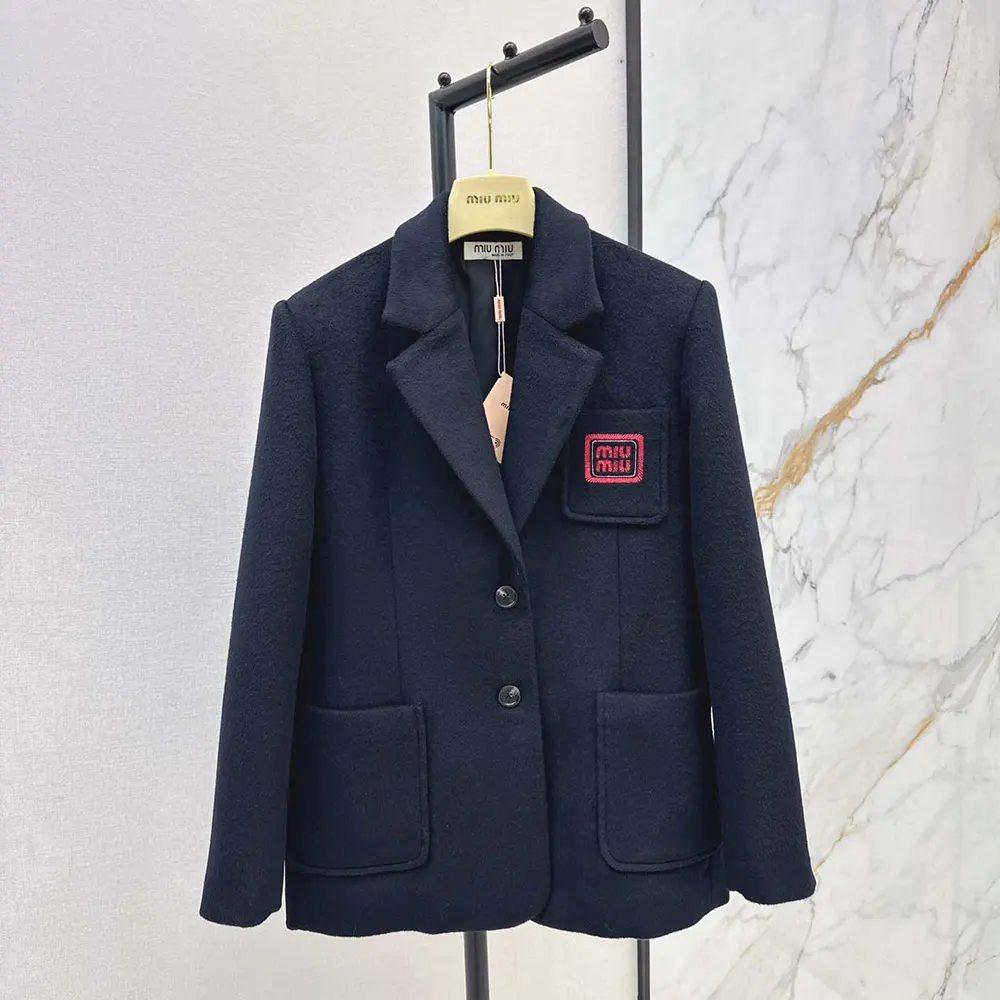 Side detail showing tailored silhouette of Miu Miu Women Velour Jacket