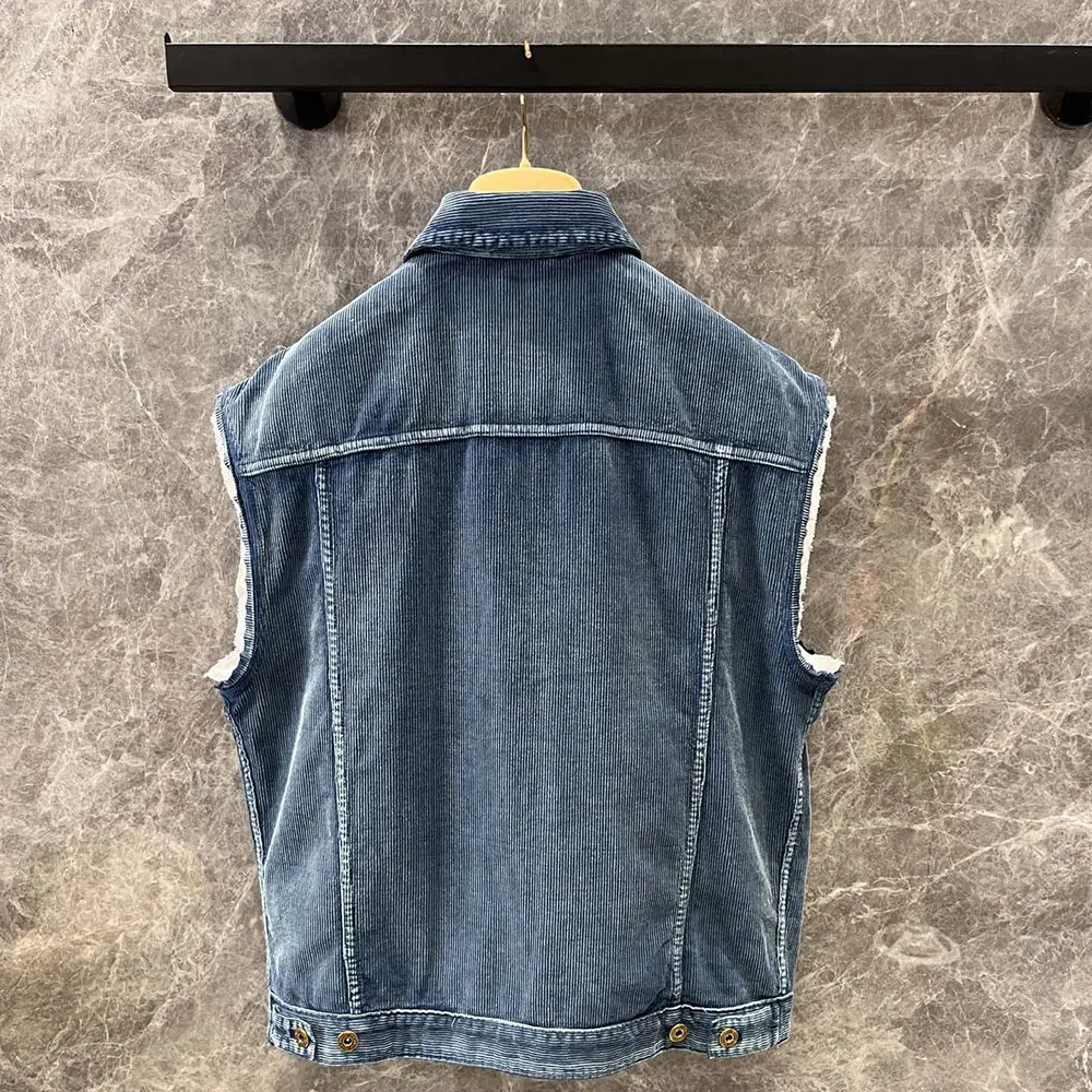 Side angle showing silhouette of Miu Miu Women Washed Corduroy Vest