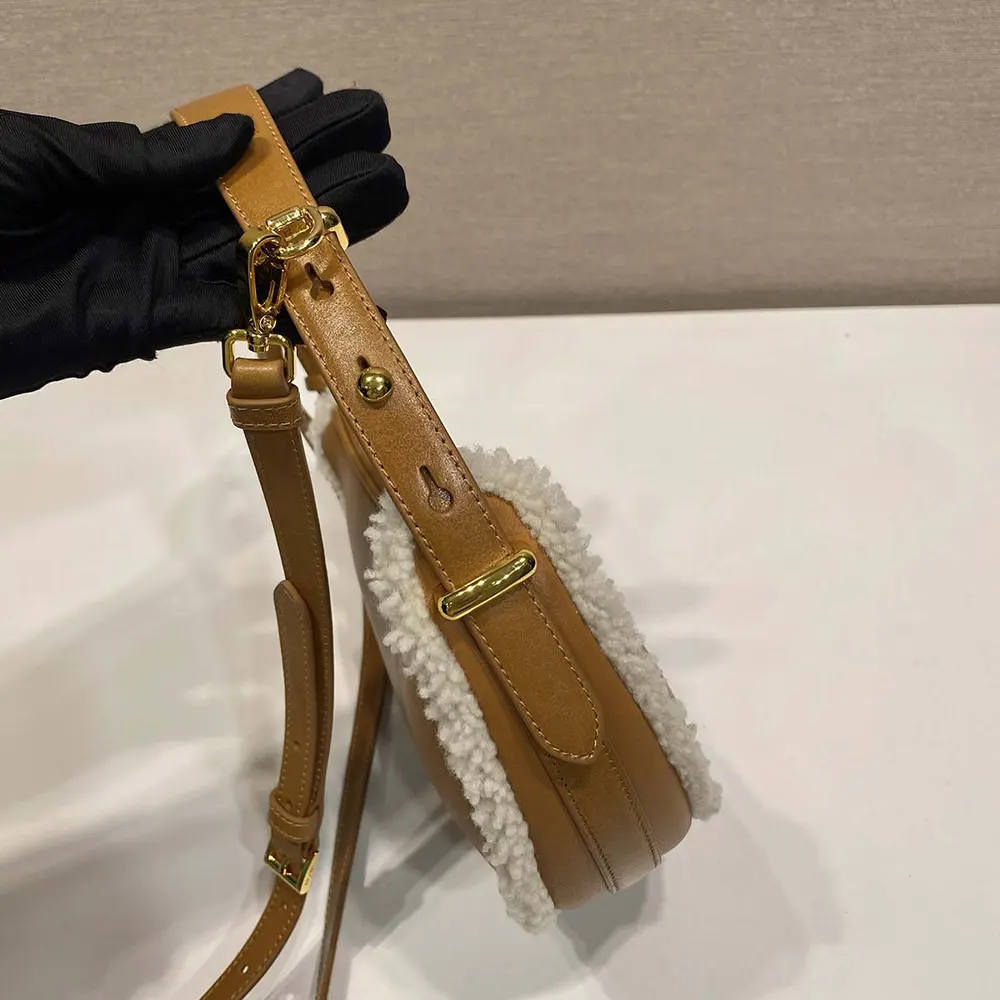 Prada Women Arqué Small Shearling Shoulder Bag - image 7