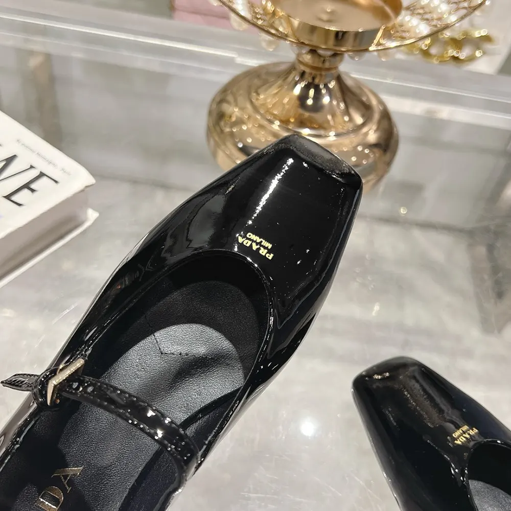 Prada Women Brushed leather Mary Jane ballerinas-Black - image 9