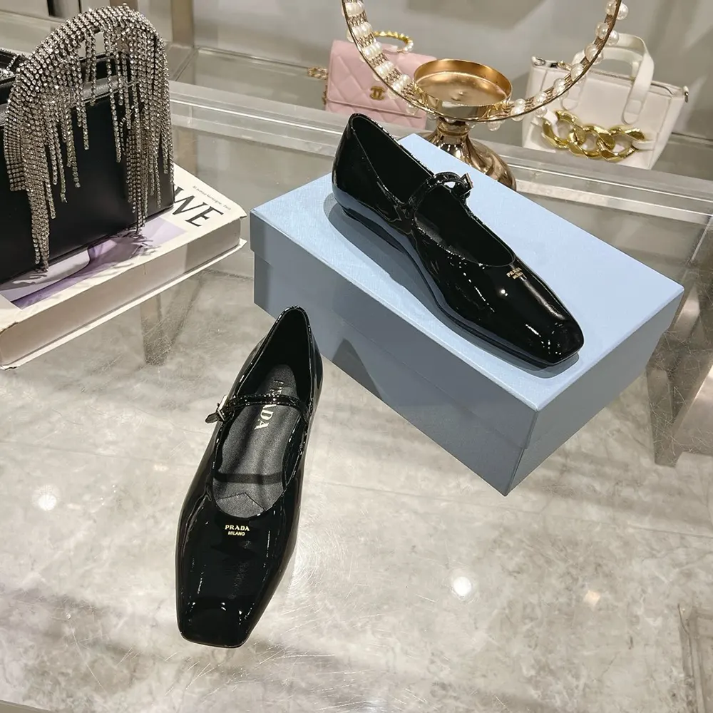 Prada Women Brushed leather Mary Jane ballerinas-Black - image 6