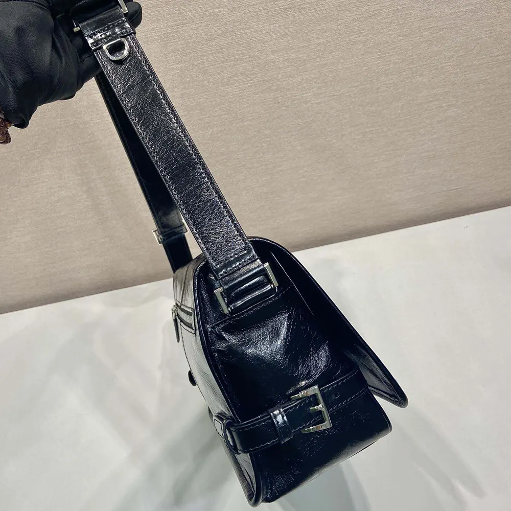 Prada Women Leather Shoulder Bag-Black - image 7