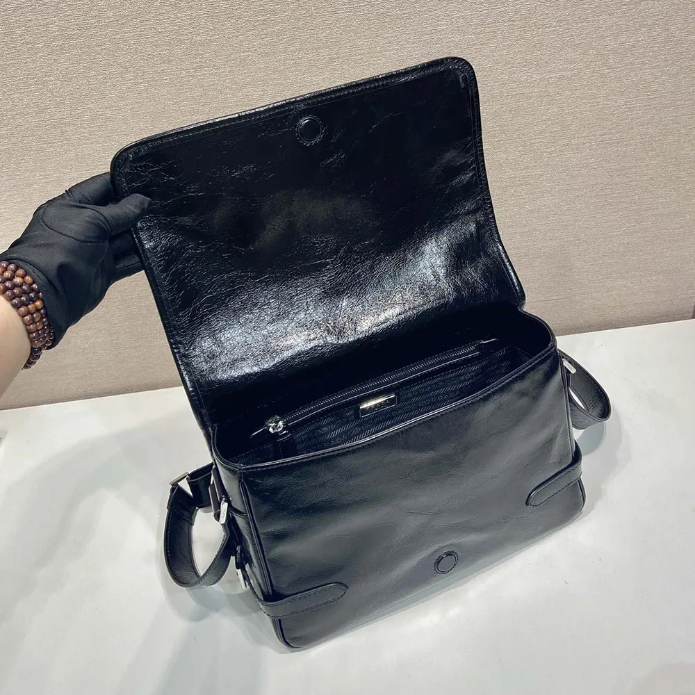 Prada Women Leather Shoulder Bag-Black - image 9