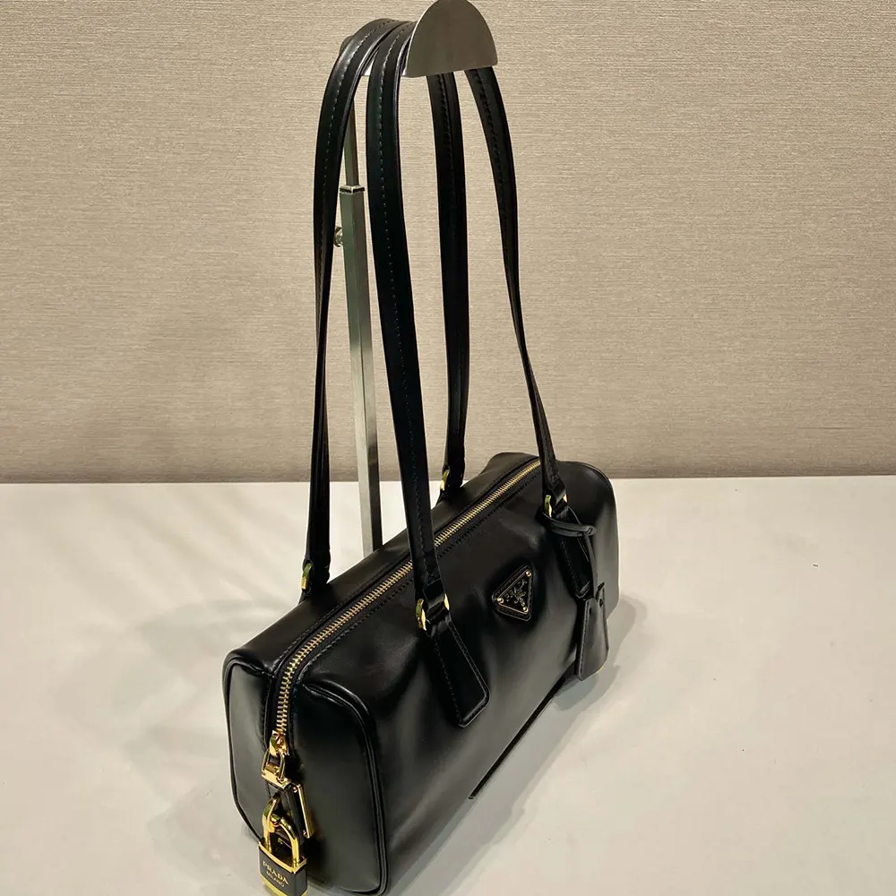 Prada Women Medium Leather Top-handle Bag with Padlock-Black - image 5