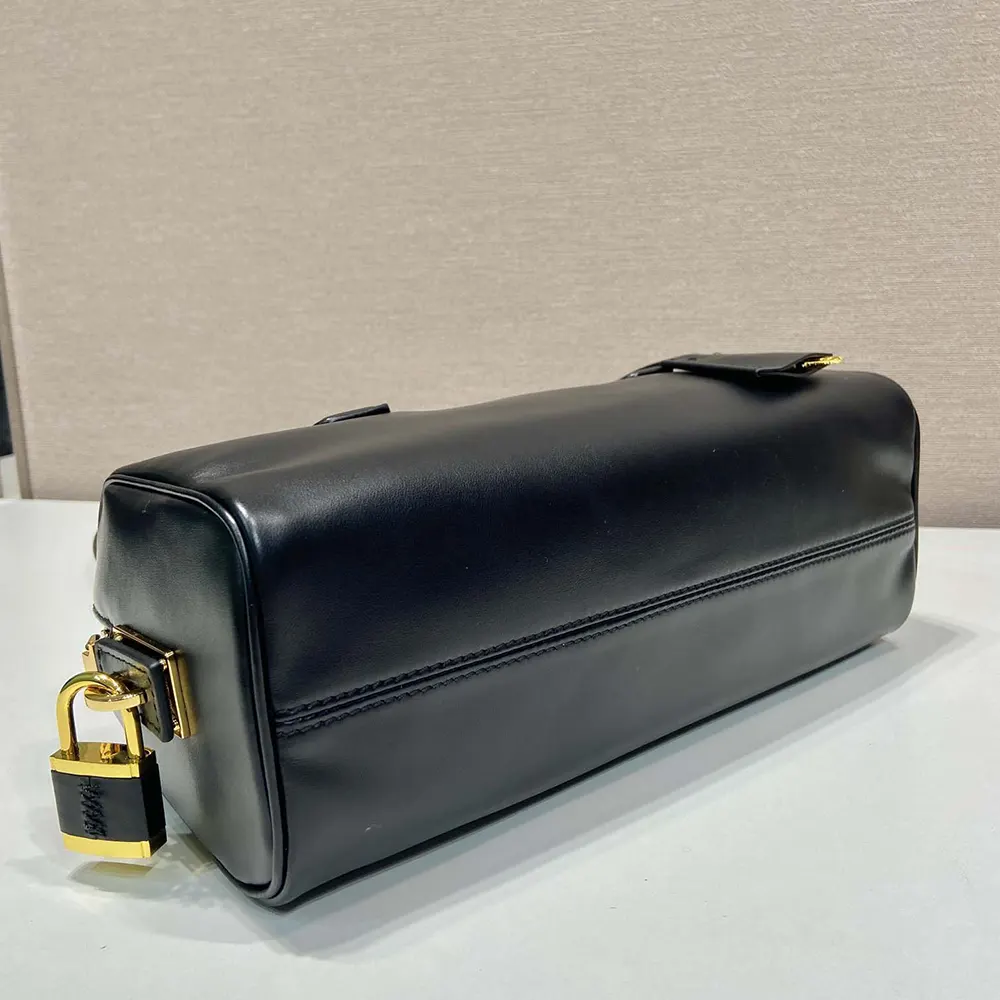 Prada Women Medium Leather Top-handle Bag with Padlock-Black - image 6