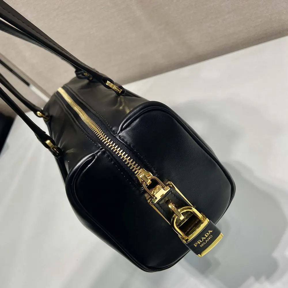 Prada Women Medium Leather Top-handle Bag with Padlock-Black - image 8