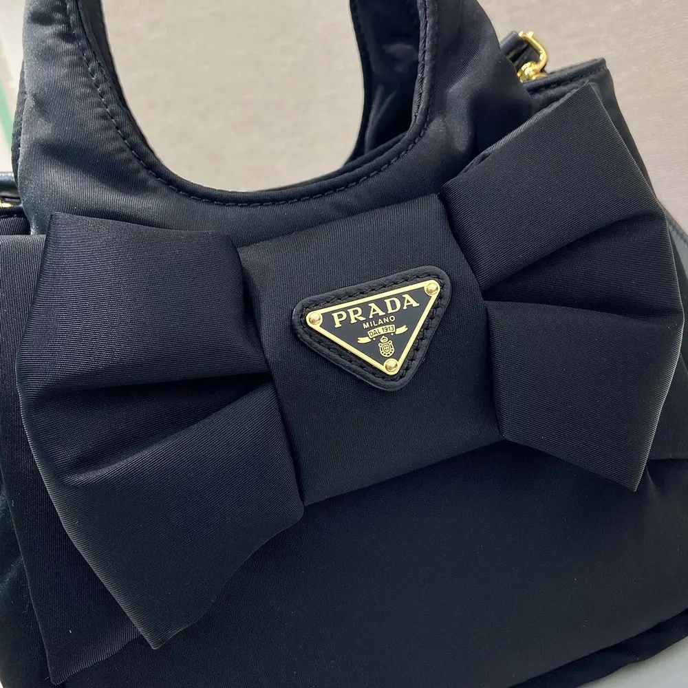 Prada Women Padded Re-Nylon Mini-bag with Bow - image 9