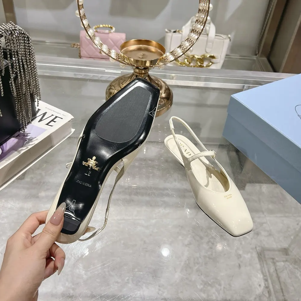Prada Women Patent Leather Slingback Ballerinas-White - image 10