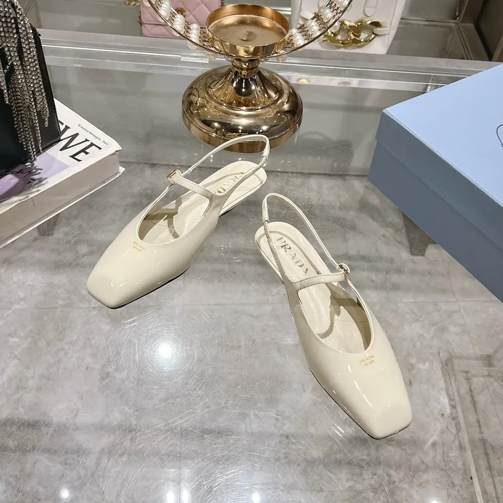 Prada Women Patent Leather Slingback Ballerinas-White - image 4