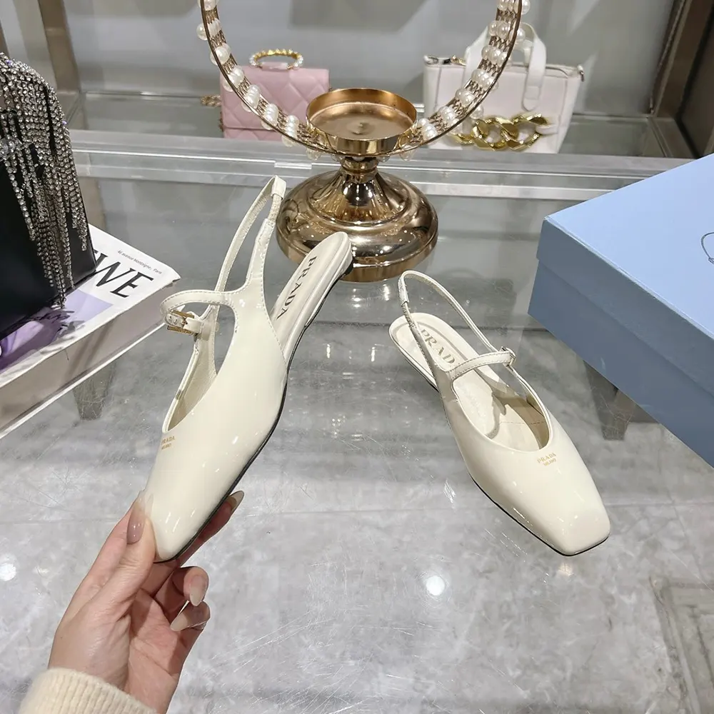 Prada Women Patent Leather Slingback Ballerinas-White - image 6