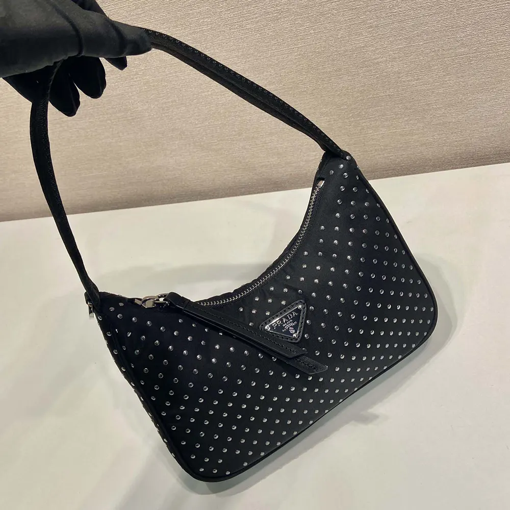 Prada Women Re-Edition Re-Nylon Mini Bag with Studs - image 6