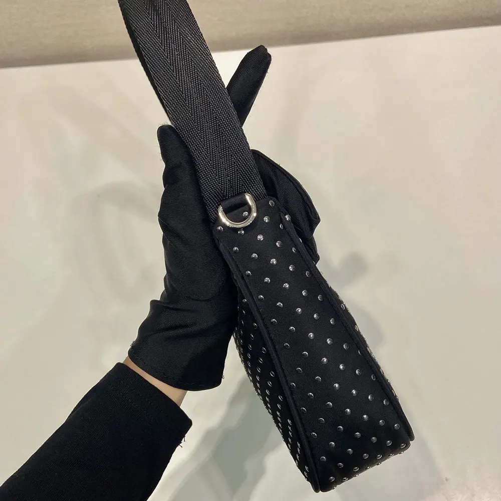 Prada Women Re-Edition Re-Nylon Mini Bag with Studs - image 9