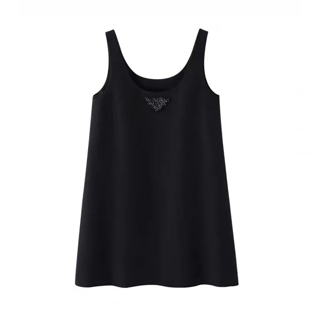 Front view of Prada Women Re-Nylon Mini-dress with Black Metal Triangle Logo