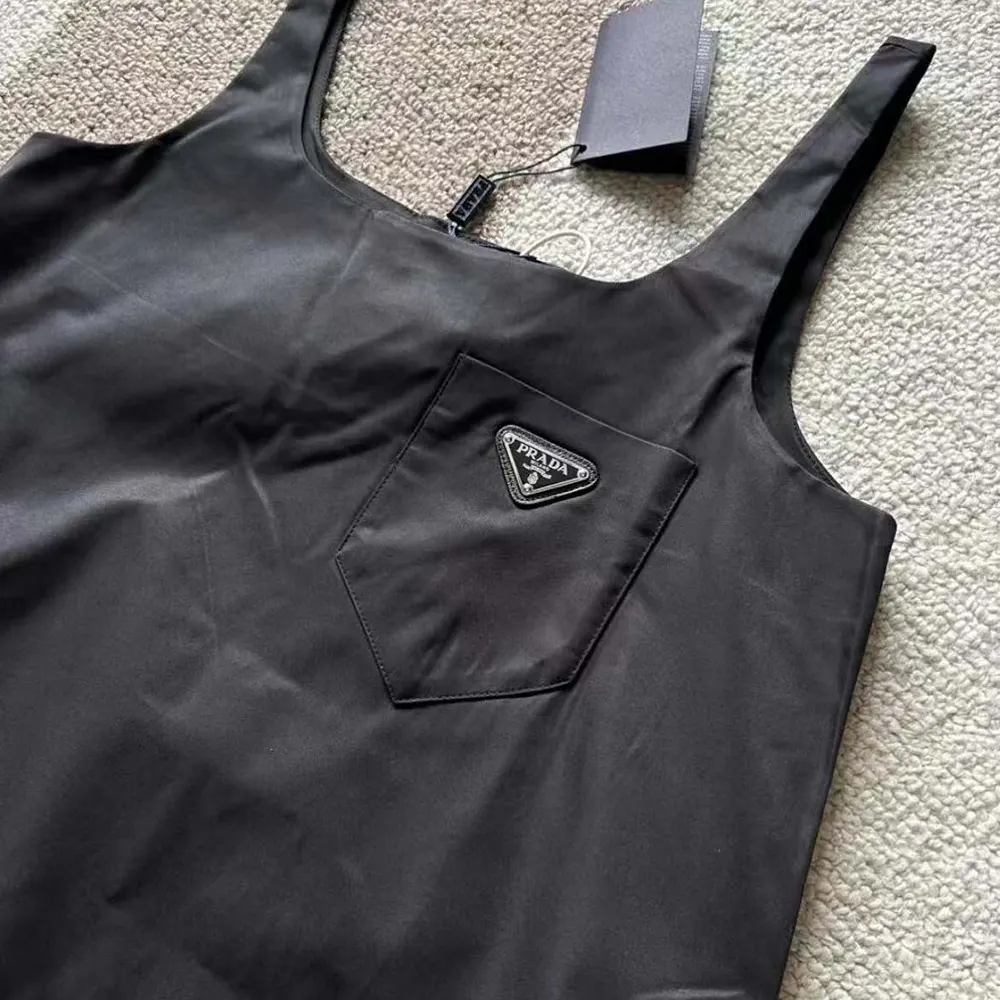 Prada Women Re-Nylon Mini-dress with Metal Triangle Logo-Black - image 7
