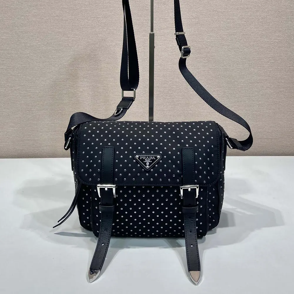 Prada Women Re-Nylon Shoulder Bag with Studs - image 4