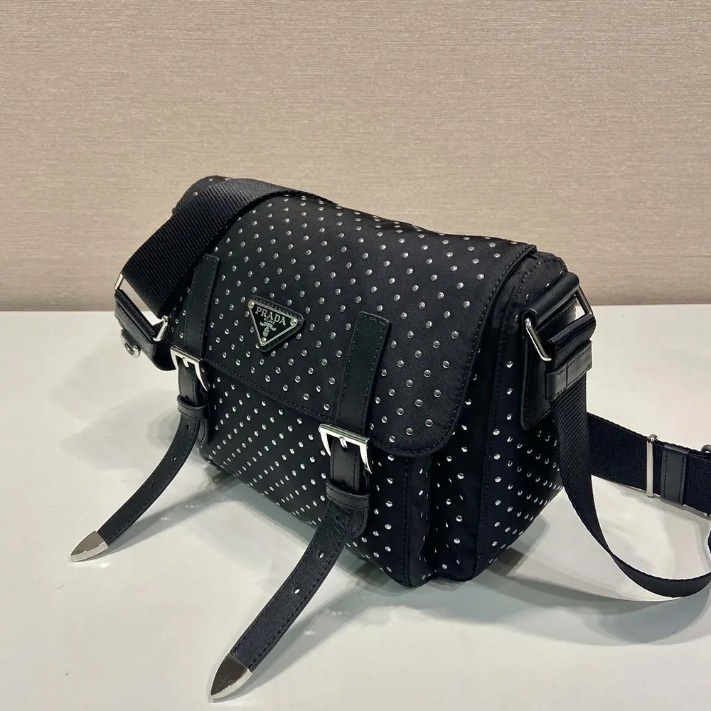 Prada Women Re-Nylon Shoulder Bag with Studs - image 6