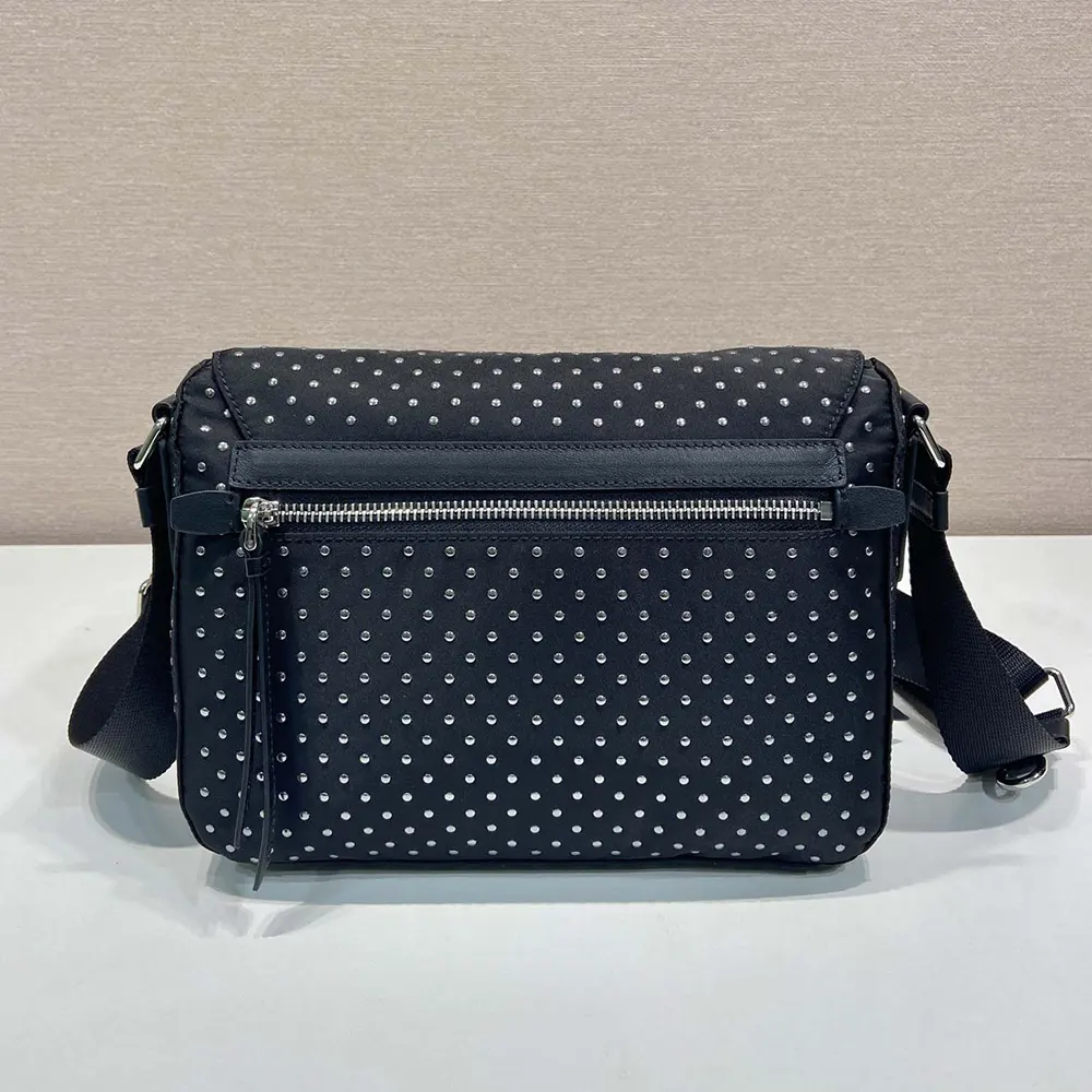 Side angle showing adjustable strap of Prada Women Re-Nylon Shoulder Bag
