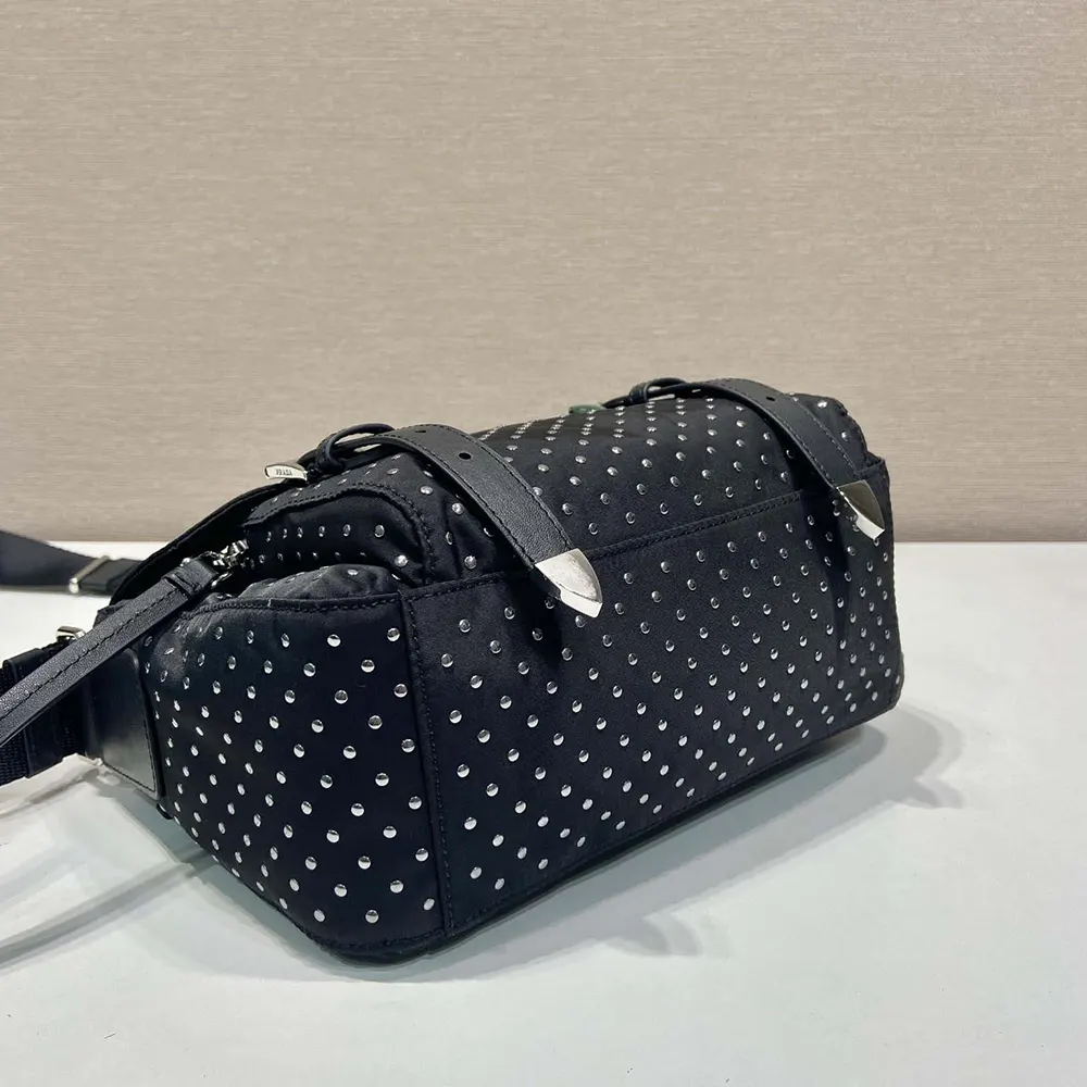 Prada Women Re-Nylon Shoulder Bag with Studs - image 7