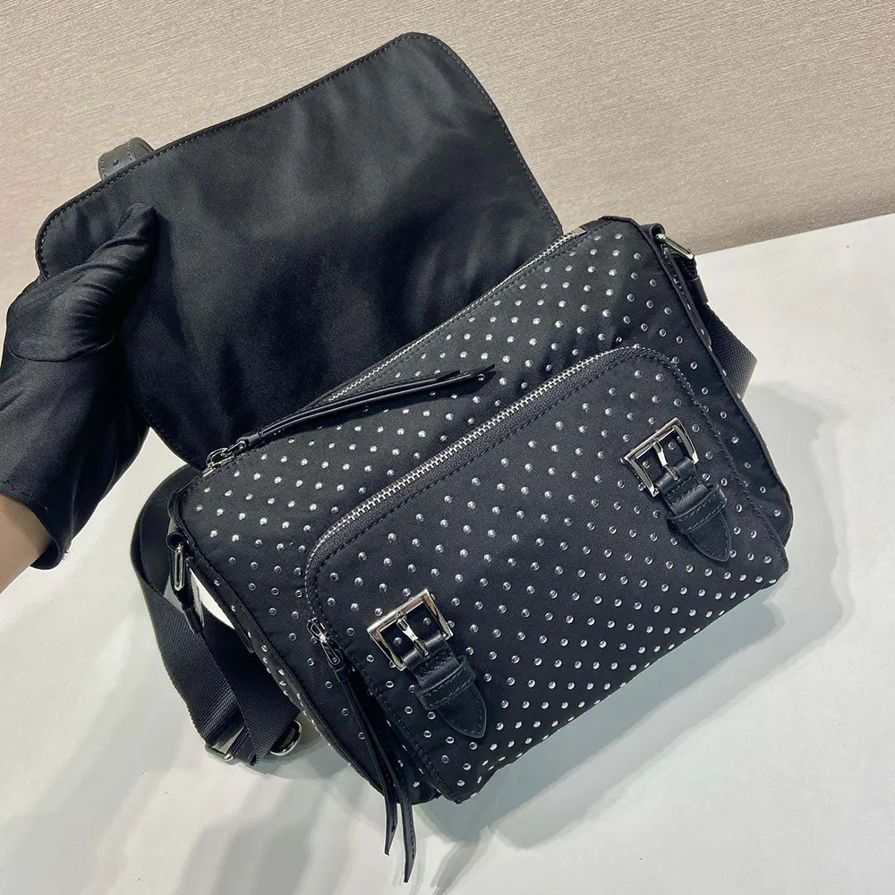 Prada Women Re-Nylon Shoulder Bag with Studs - image 5