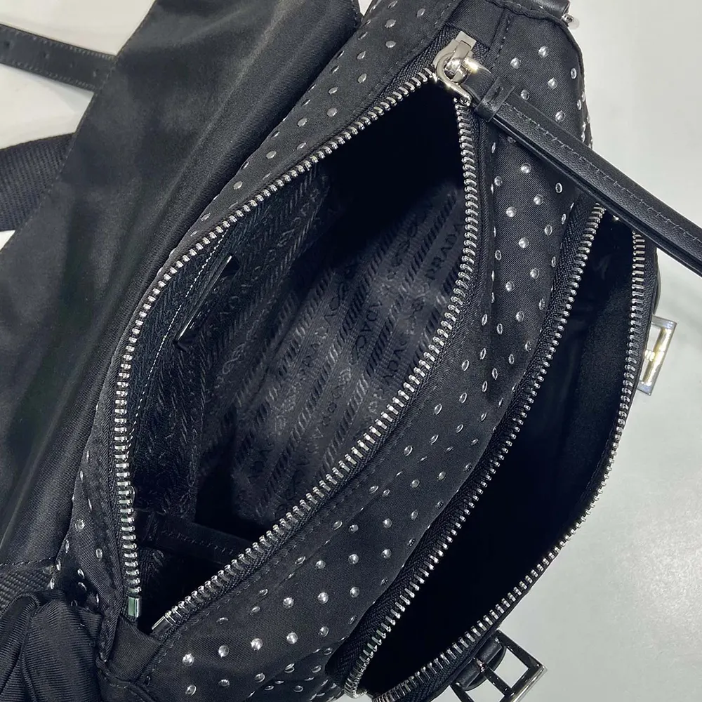 Prada Women Re-Nylon Shoulder Bag with Studs - image 9
