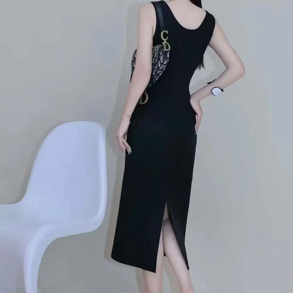 Prada Women Ribbed knit jersey Midi-dress-Black - image 5