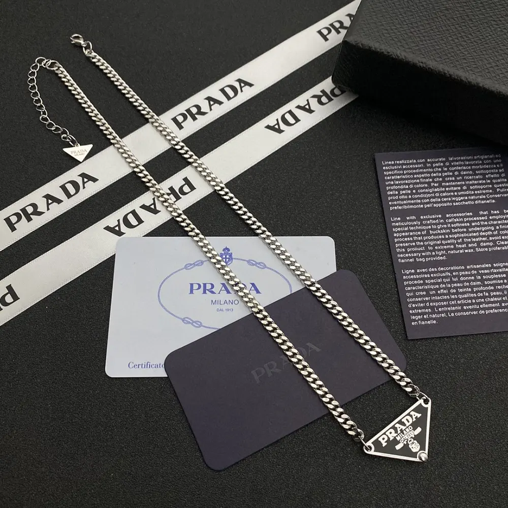 Prada Women Symbole Necklace displayed flat showing clasp and silhouette