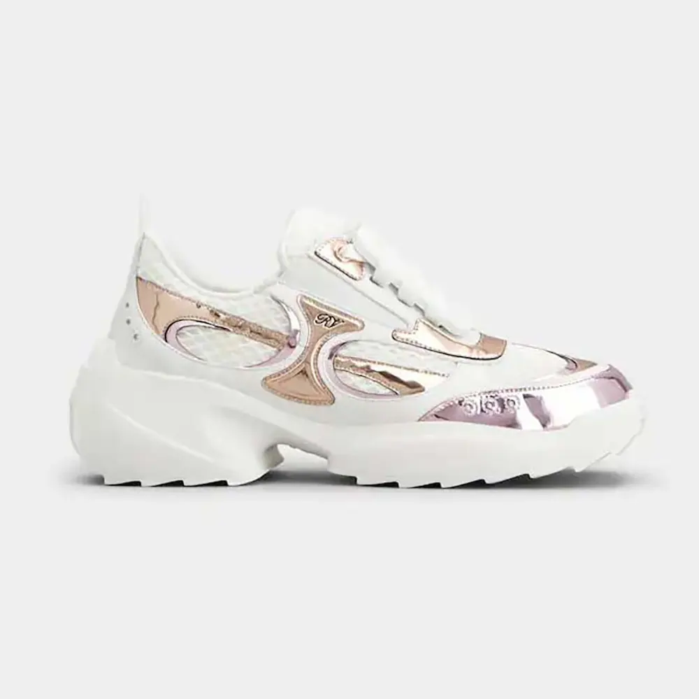 Roger Vivier Women Viv’ on the Run Sneakers in Leather and Fabric-Pink